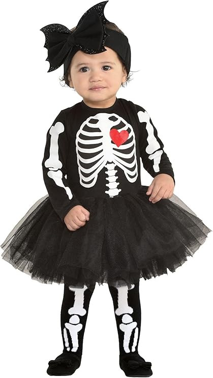 Amscan Baby Bones Halloween Costume for Infants Includes Bodysuit with Tutu, Headband, Tights | Amazon (US)