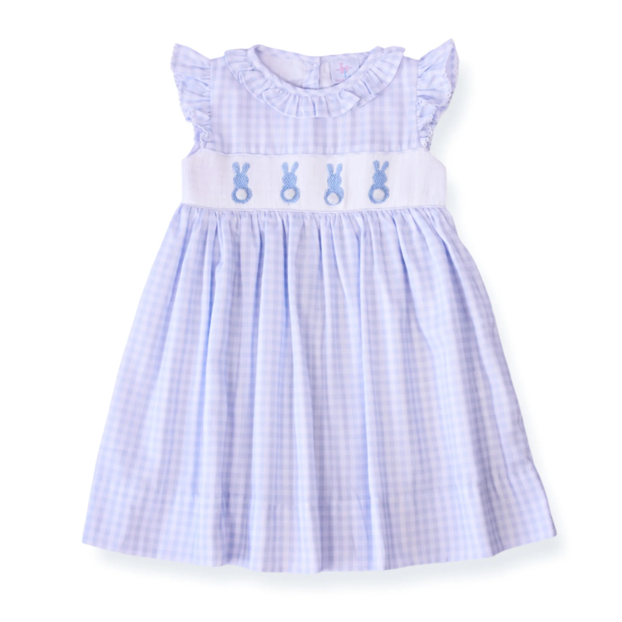 Blue Gingham Easter Bunny Smocked Dress | Lillie & Lilah