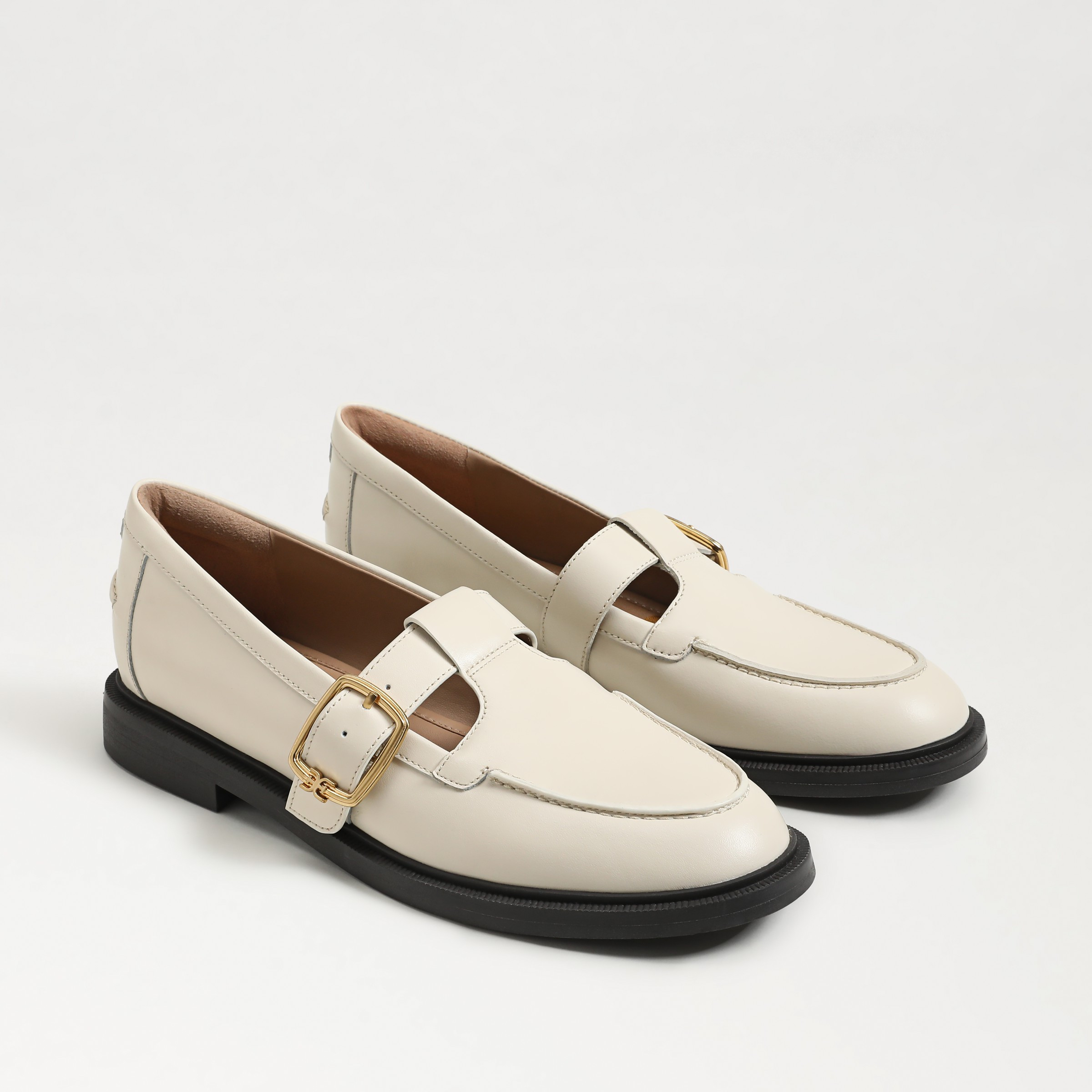 Sam Edelman Elaina T-strap Buckle Loafer Modern Ivory Leather | Sam Edelman