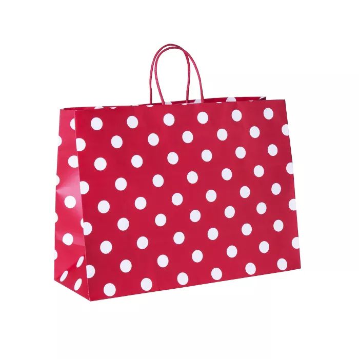 Large Dots Gift Bag Red - Spritz&#8482; | Target