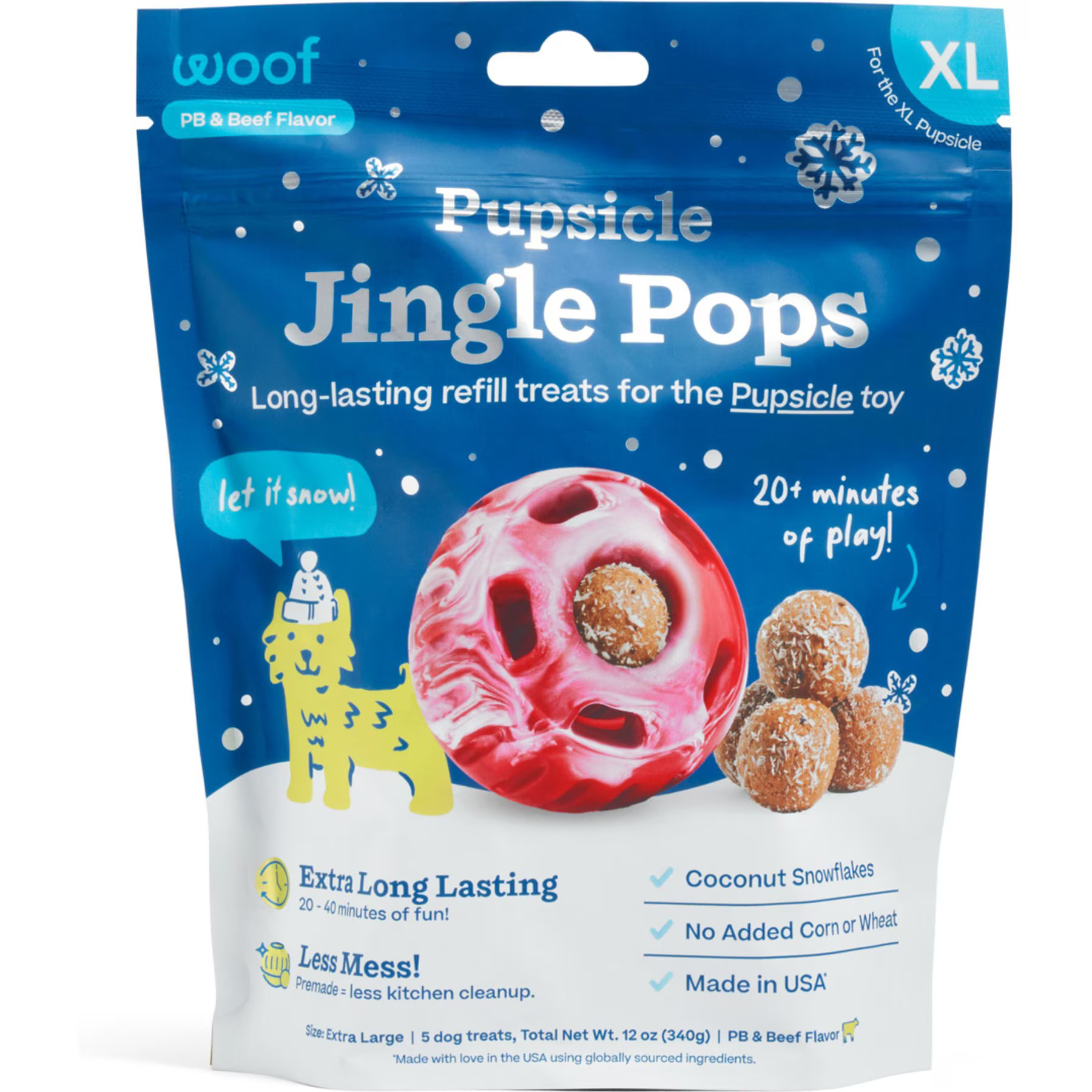 Woof Pupsicle Jingle Pops Refills Peanut Butter Grain-Free Lickable Dog Treats, 5 count | Chewy