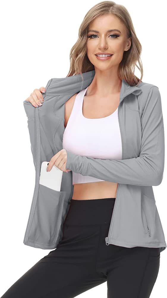 ANOTHER CHOICE Women Zip Up Workout Jacket Lightweight Yoga Running Jackets Women Slim Athletic Jack | Amazon (US)