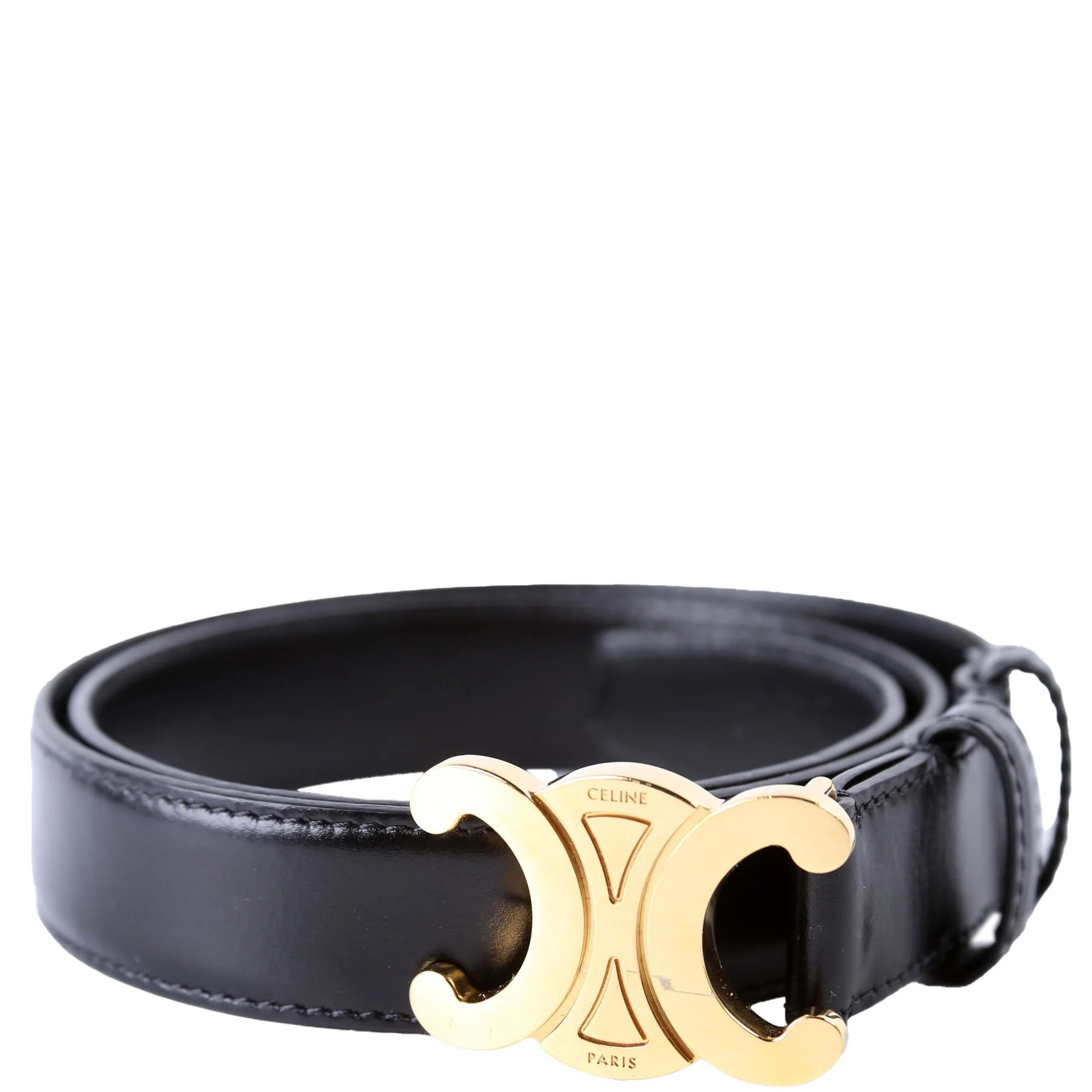 Triomphe Medium Taurillon Leather Belt Size 70 Black | Keeks Designer Handbags