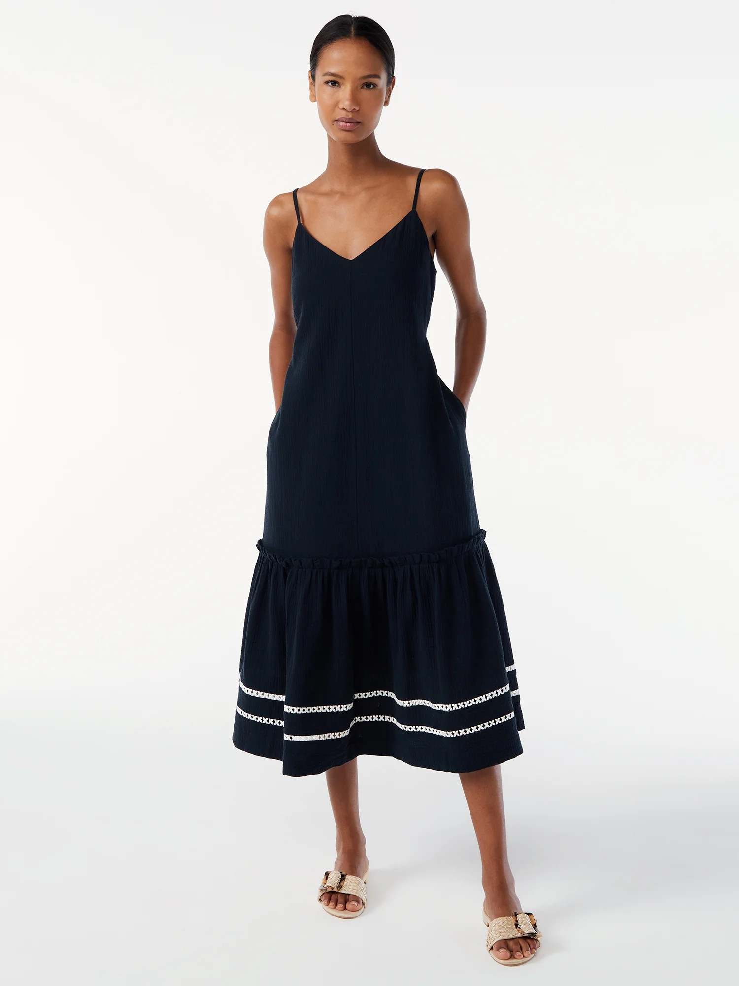 Scoop Women's Bow Back Midi Dress - Walmart.com | Walmart (US)