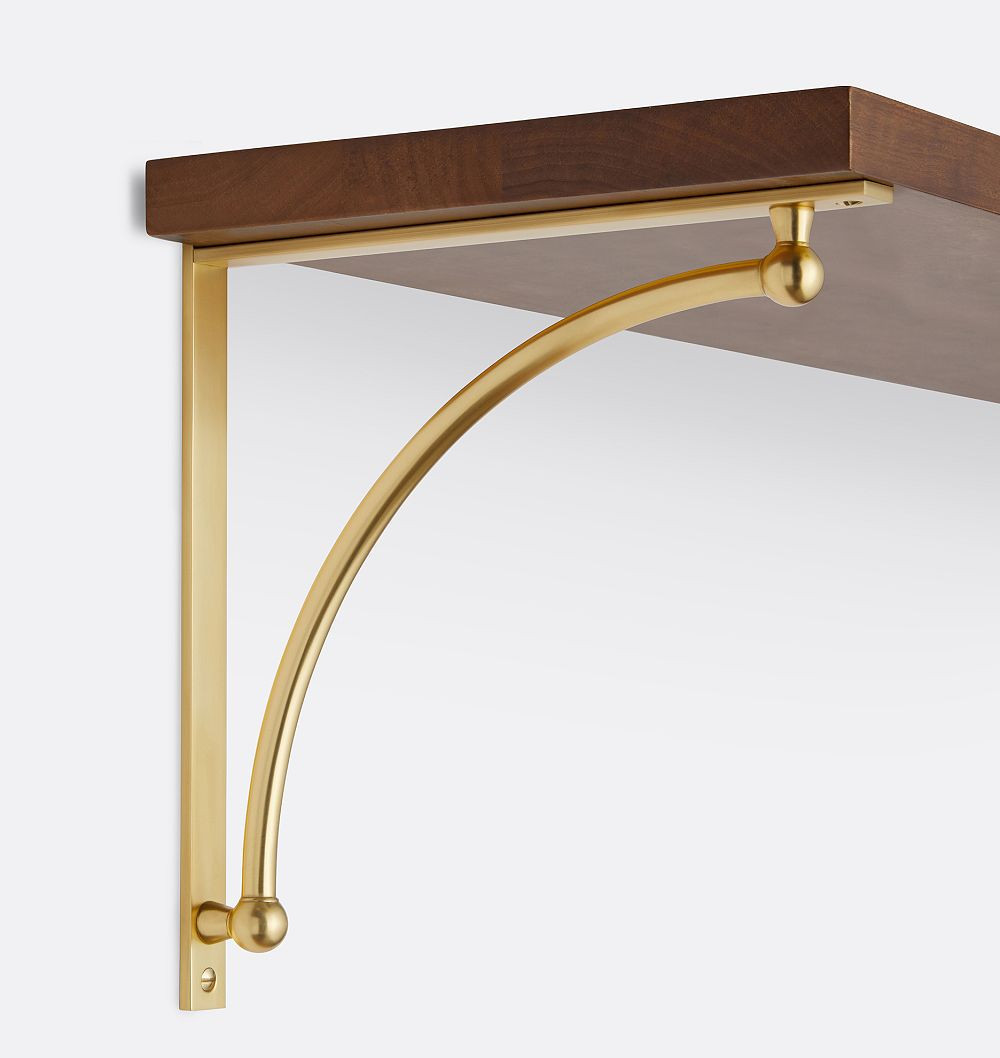 Winona Shelf Set, 1"" x 10"" x 36"" - Walnut - Aged Brass | Rejuvenation