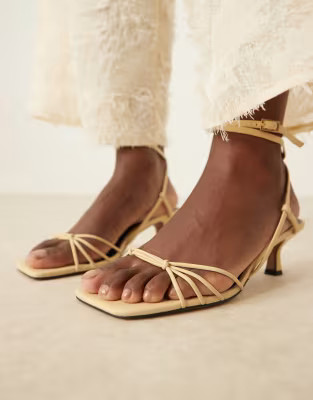 ASOS DESIGN Hammock strappy kitten heel sandals in buttermilk | ASOS (Global)