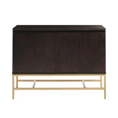 Beautiful Accent Cabinet - Solid Wood, Gold Base, 2 Shelves For Organizing Modern Chest Metal Functional Design | Wayfair North America