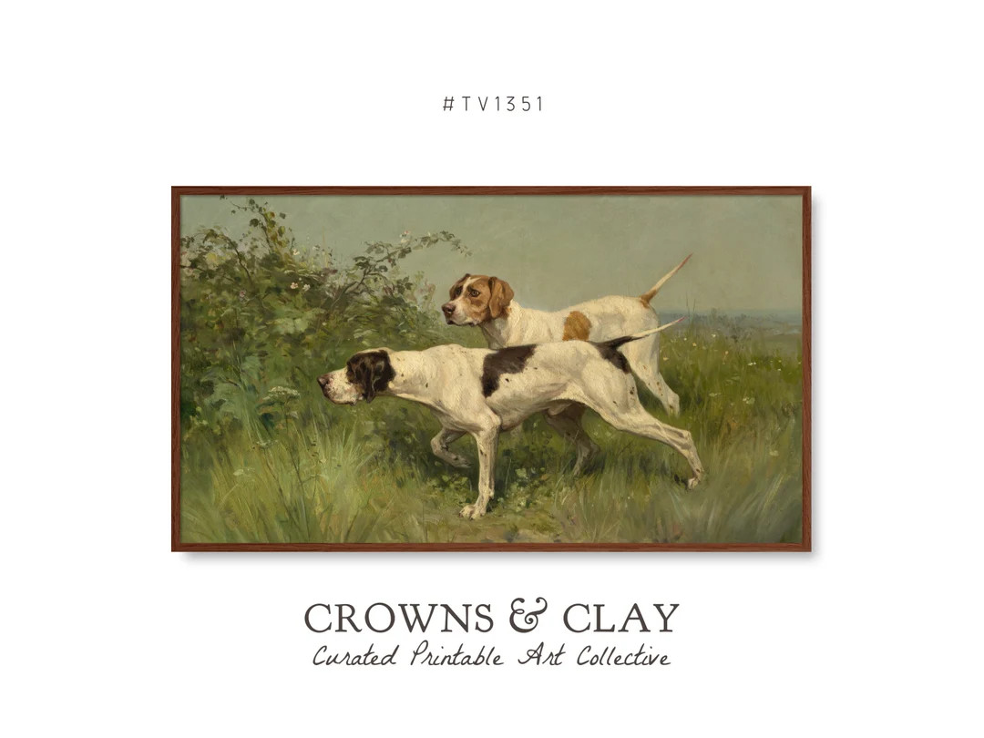 Vintage Dog Painting FRAME TV Art, Hunting Scene Artwork, Country Farmhouse, Cabin Decor, Digital... | Etsy (US)