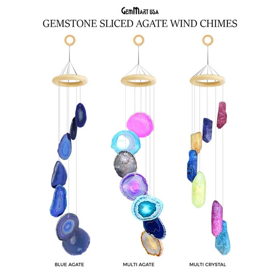 Gemstone Sliced Agate Wind Chimes Agate Slice Wind Chimes | Etsy | Etsy (US)