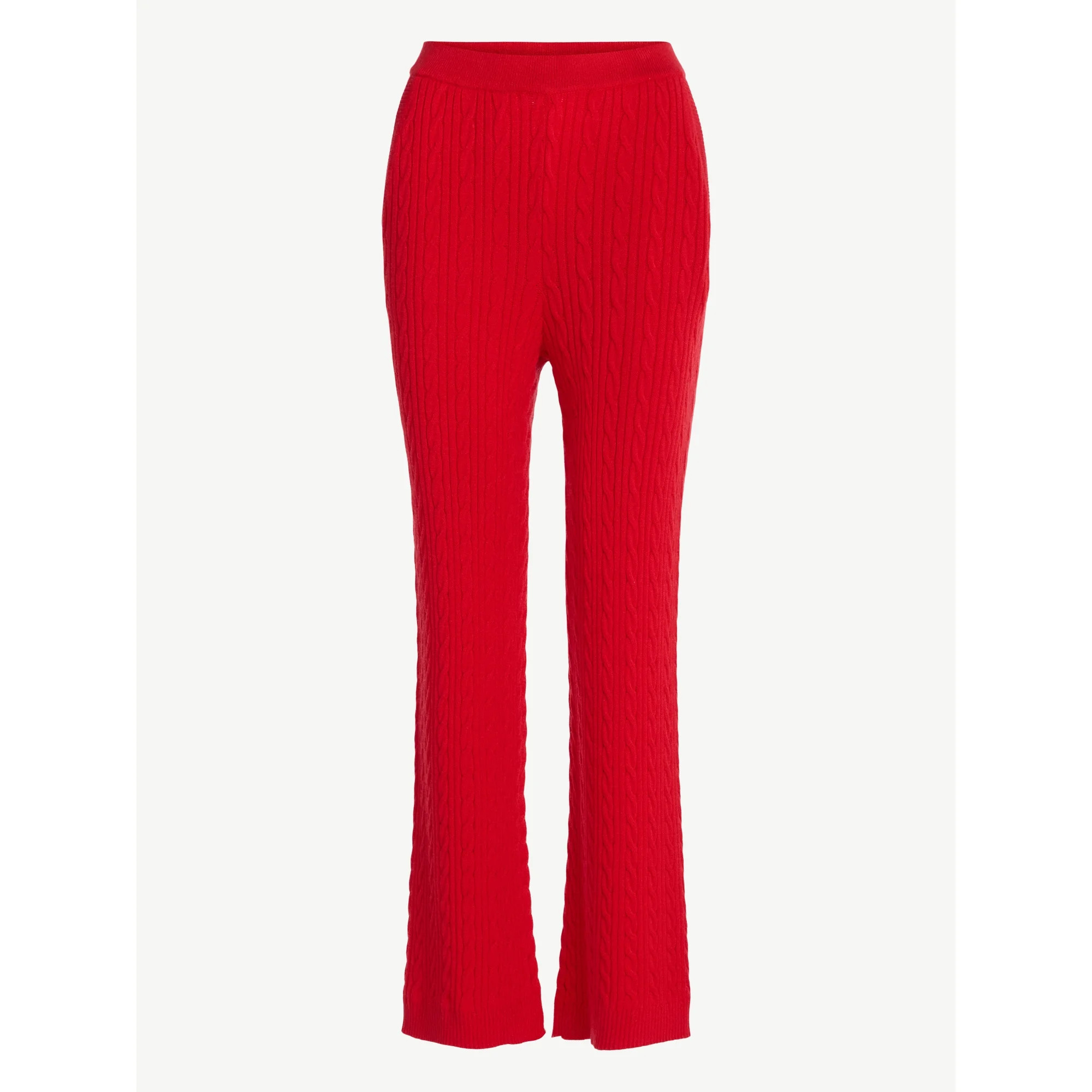 Free Assembly Women's Cozy Yarn Wide Leg Cable Knit Sweater Pants, Size XS-XXL | Walmart (US)