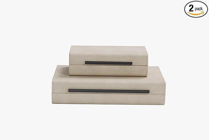 Ivory Shagreen Set of 2pcs Decorative Boxes Storage Boxes for Modern Home Decor Jewelry Organizer... | Amazon (US)