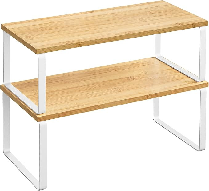 SONGMICS Cabinet Organizer Shelf, Set of 2 Kitchen Counter Shelves, Kitchen Storage, Spice Rack, ... | Amazon (US)