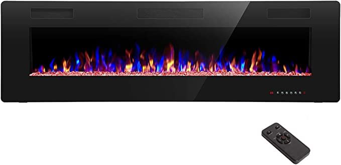 R.W.FLAME 60" Recessed and Wall Mounted Electric Fireplace, Low Noise, Remote Control with Timer,... | Amazon (US)