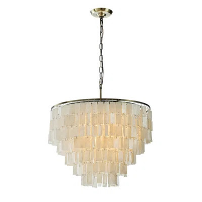 Pettisville Farmhouse Coastal Shell / Capiz Tiered Chandelier in Antique Bronze | Wayfair North America
