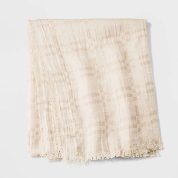 Women's Plaid Oversized Square Scarf - Universal Thread™ Cream | Target