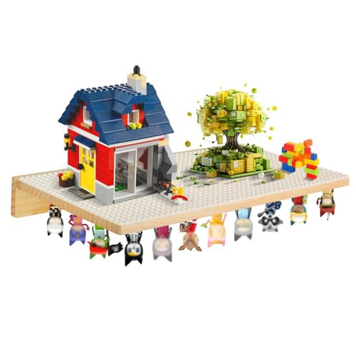 Shelves for Tonies Figures and Legos Building Bricks, 2 in 1 Display Case Magnetic Wooden Floating Shelves (Only Shelf) Compatible with Tonie Box Player Character for Children Room | Amazon (US)