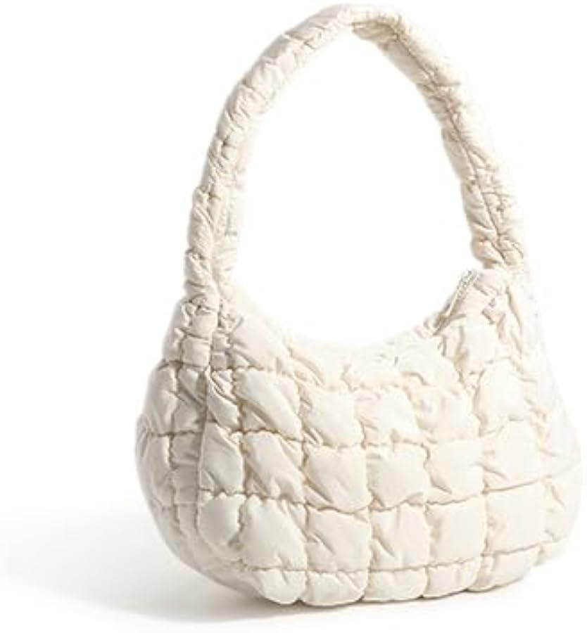 Puffer Underarm Handbag For Women, Small Cute Designer Hobo Bag, Quilted Padding Bags, Soft Nylon... | Amazon (US)