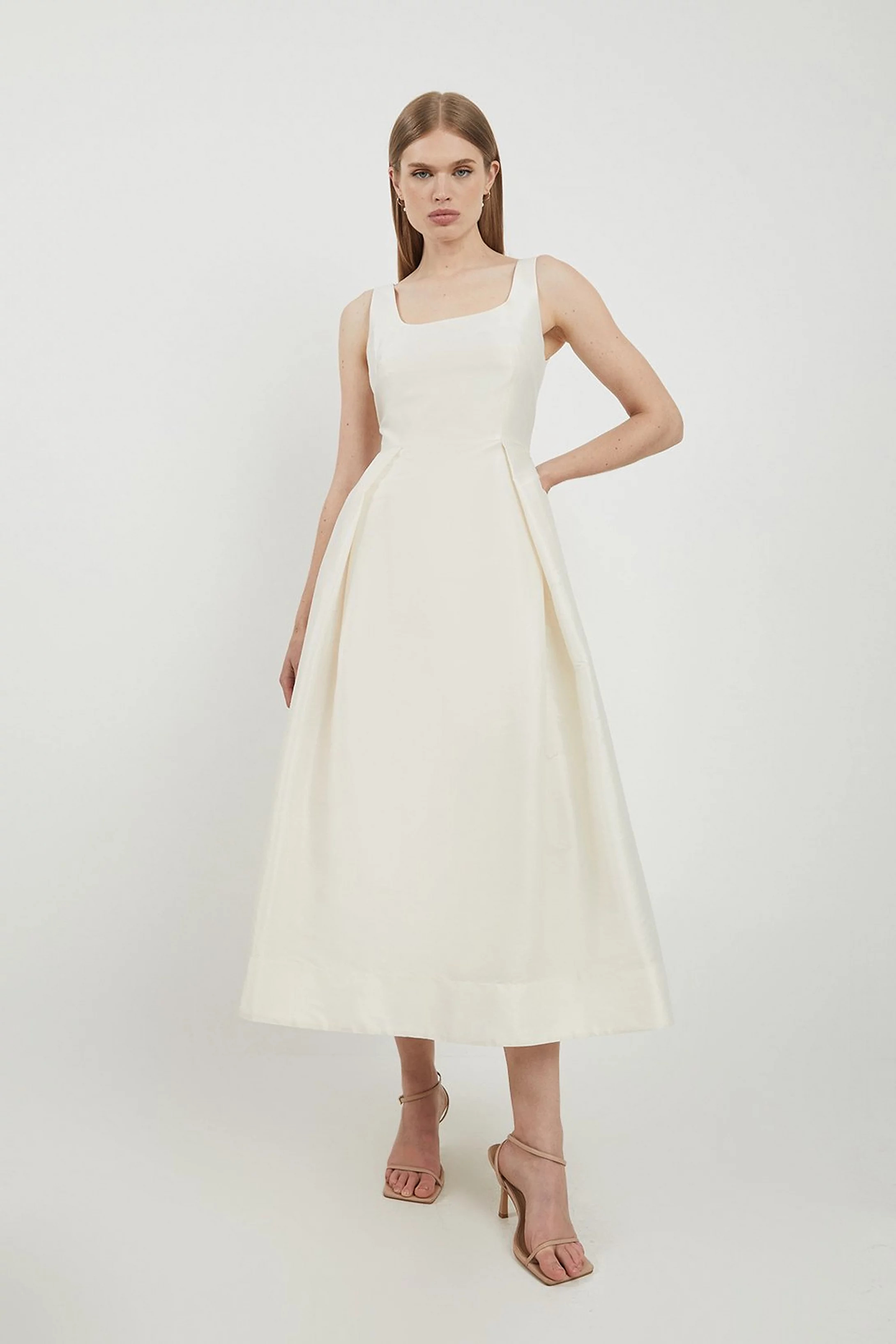 Lydia Millen Taffeta Full Skirt Tailored Midi Dress | Karen Millen UK + IE + DE + NL