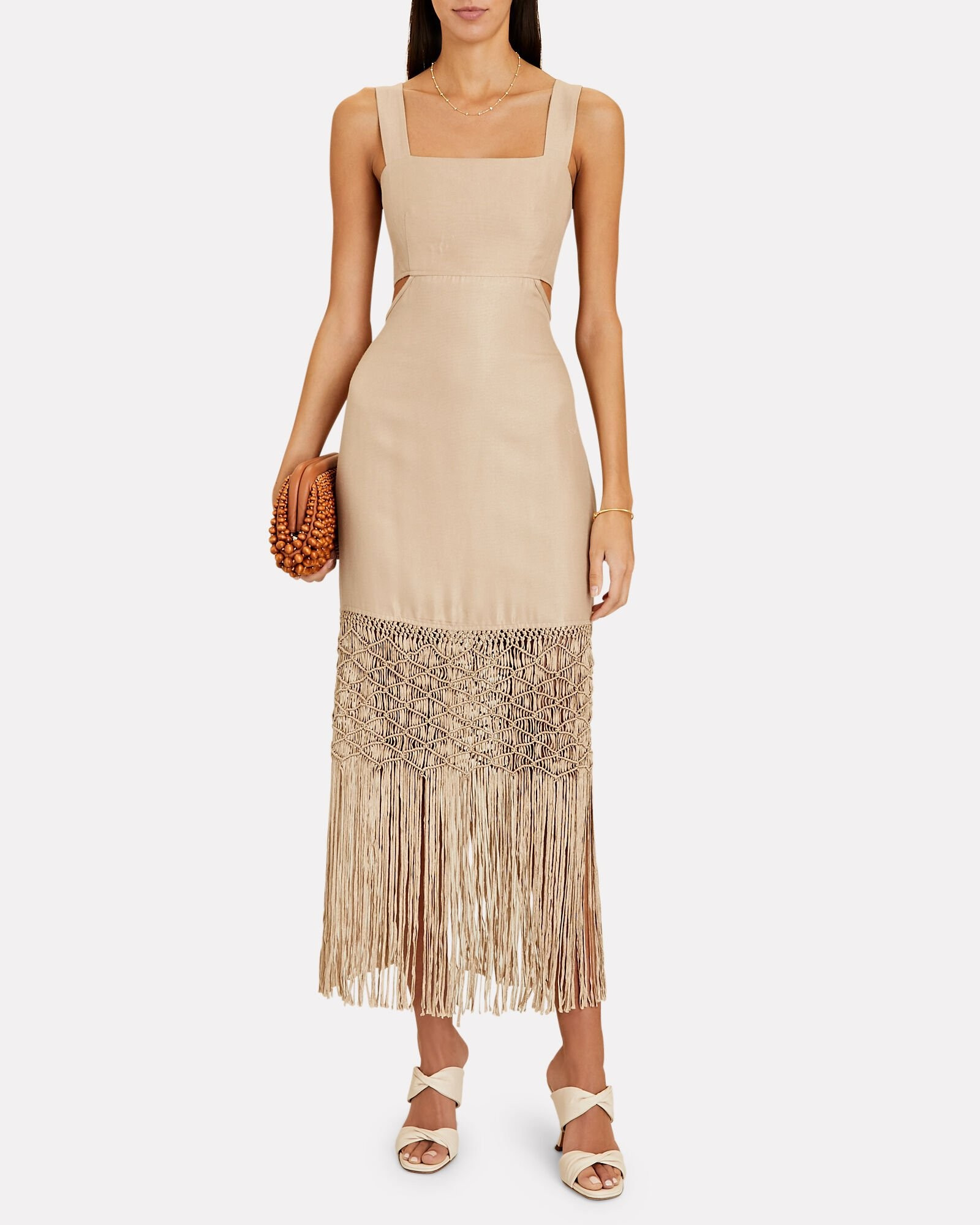 Ally Fringed Cut-Out Midi Dress | INTERMIX