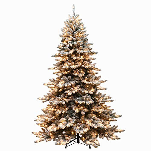 Puleo International Pre-Lit 9' Royal Majestic Flocked Spruce Artificial Christmas Tree with 800 Lights, Green | Amazon (US)