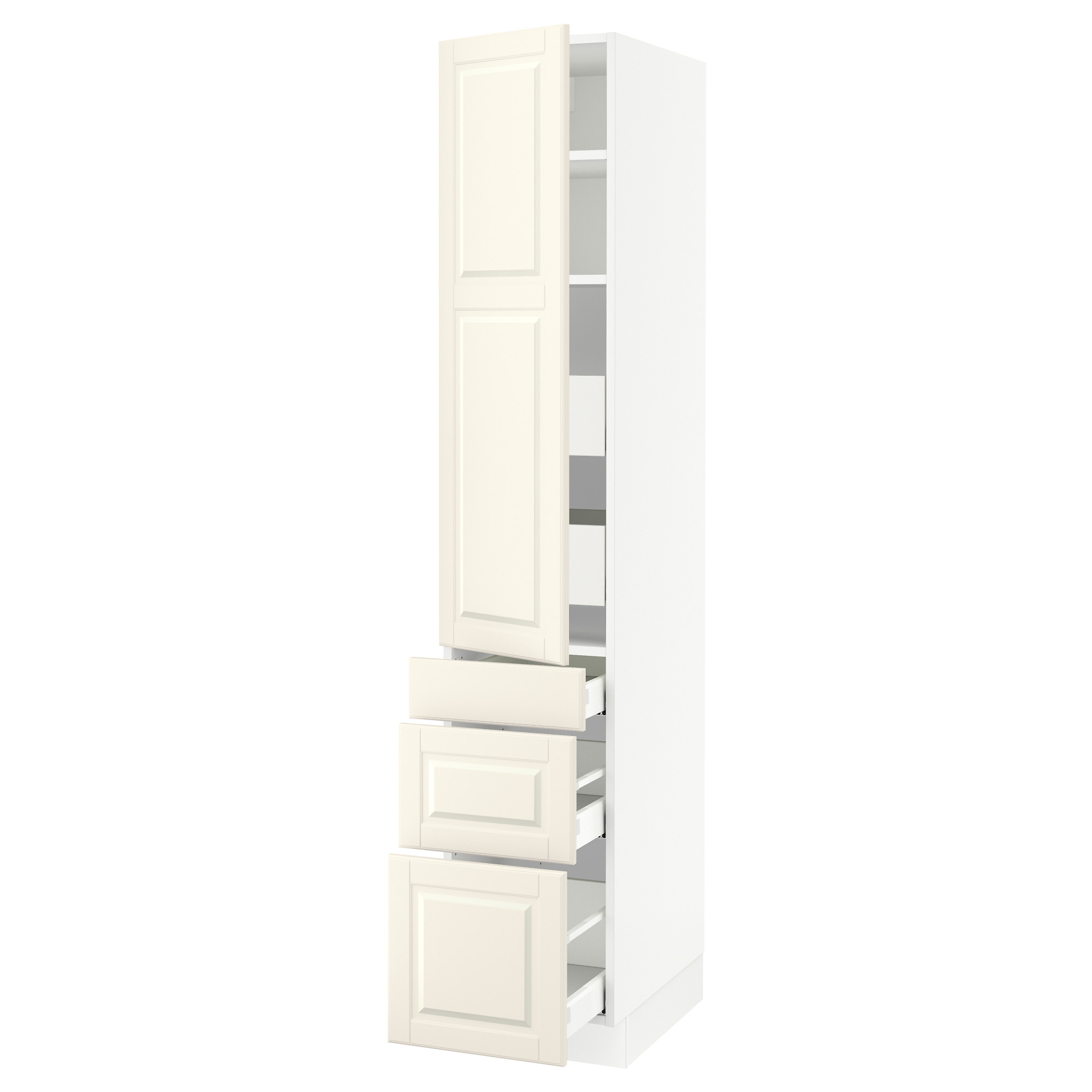 SEKTION / MAXIMERA High cab w door/3 fronts/5 drawers, white/Bodbyn off-white, 15x24x80 " | IKEA US