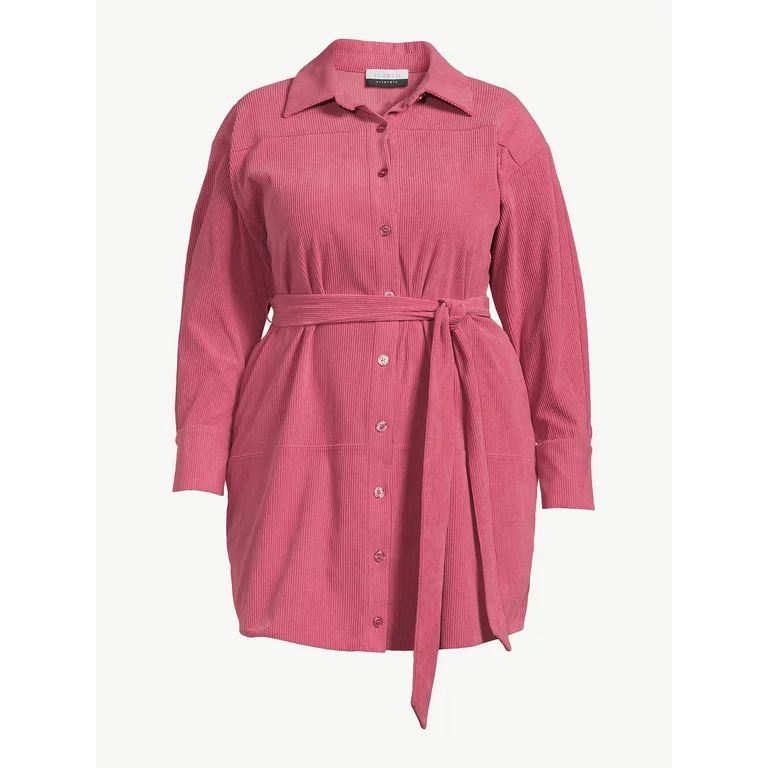 ELOQUII Elements Women's Plus Corduroy Shirt Dress - Walmart.com | Walmart (US)