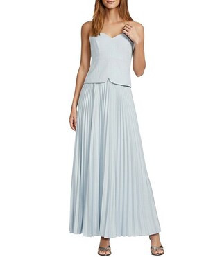 Billie Crepe Strapless Sleeveless Pleated A-Line Maxi Dress | Dillard's