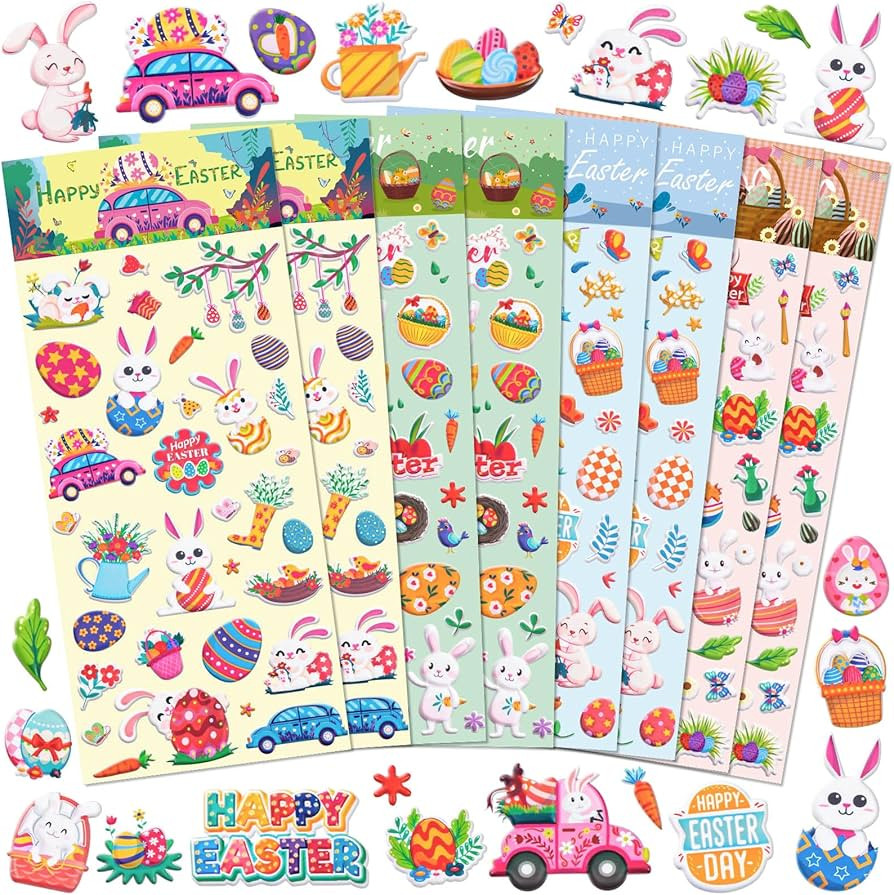 Easter Puffy Stickers for Kids, 364Pcs Cute Easter 3D Stickers for Scrapbooking DIY Phone Diary, ... | Amazon (US)