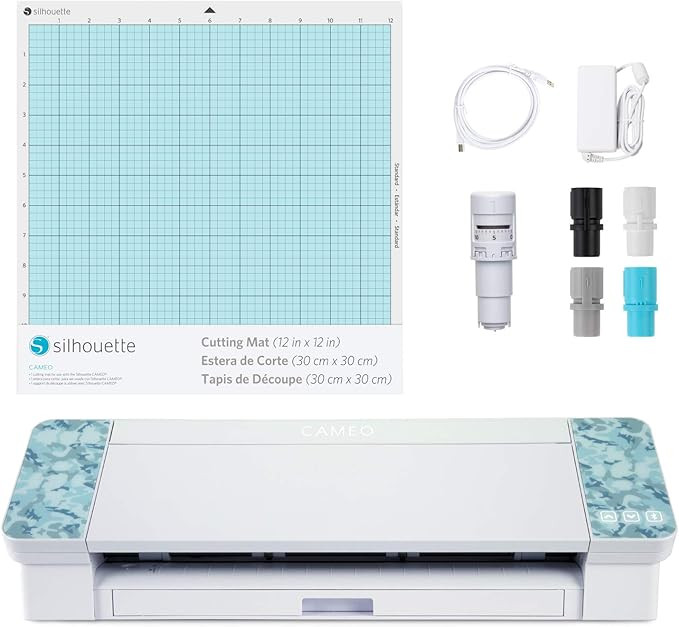Silhouette Cameo 4 with Bluetooth, 12x12 Cutting Mat, Autoblade 2, 100 Designs and Silhouette Stu... | Amazon (US)