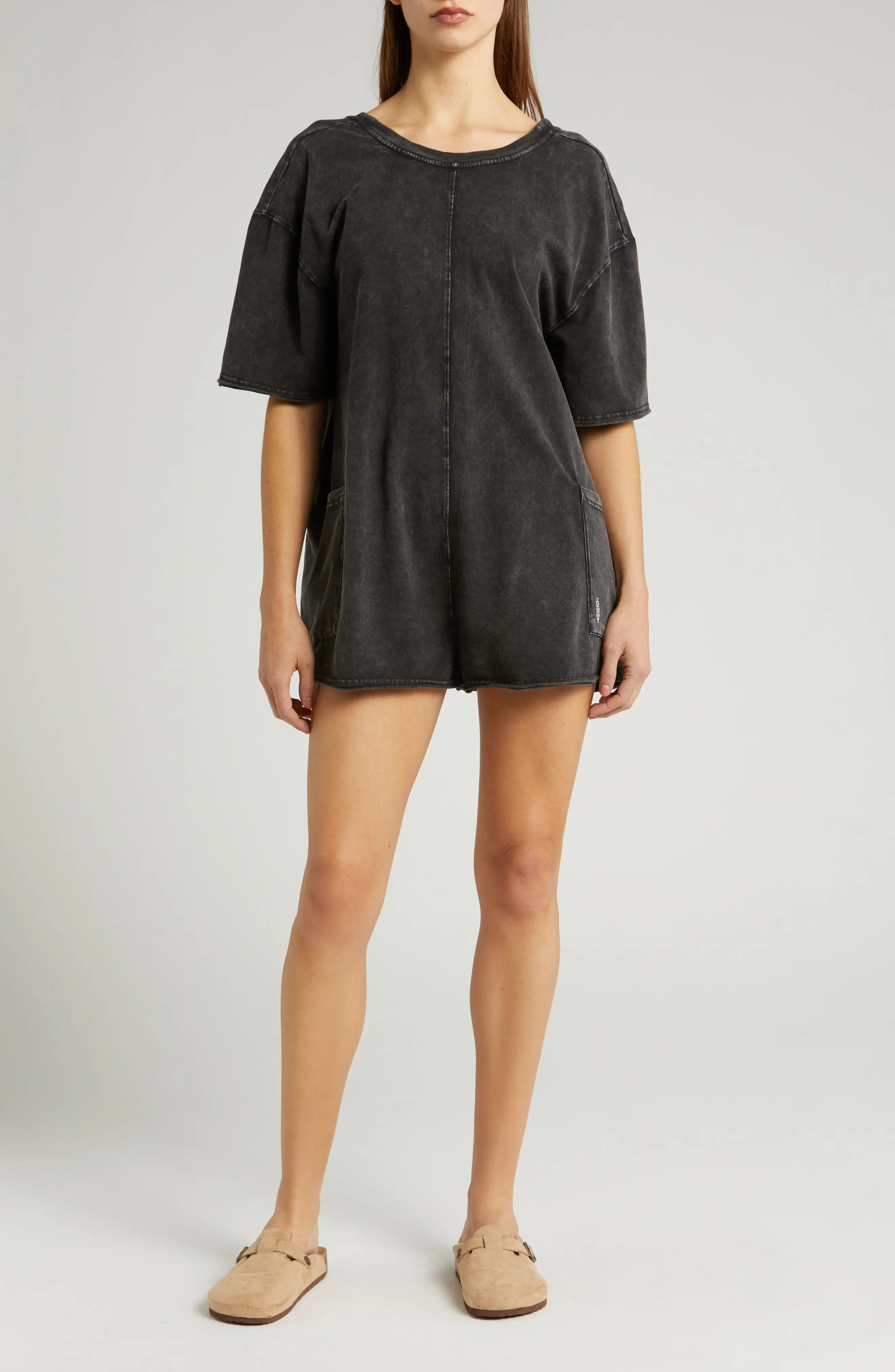 FP Movement by Free People Hot Shot T-Shirt Romper in Electric Sunset at Nordstrom, Size Medium | Nordstrom