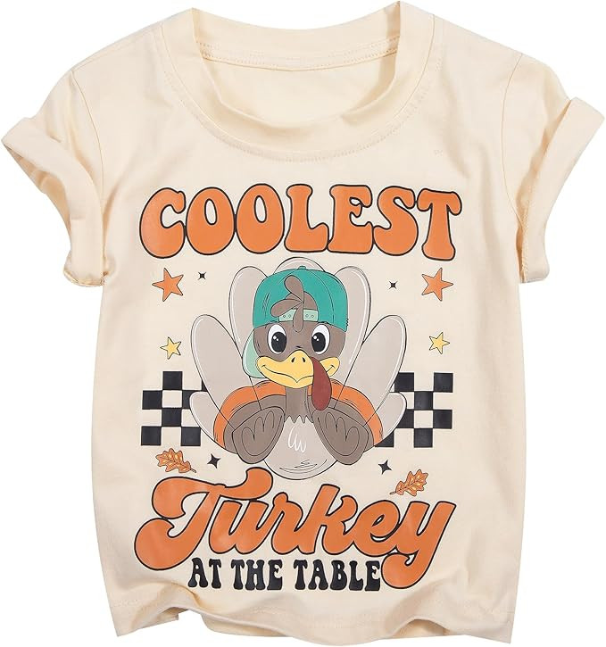 LOTUCY Thanksgiving Toddler Boys Shirt Cutest Turkey at The Table Shirt Retro Thanksgiving Fall H... | Amazon (US)