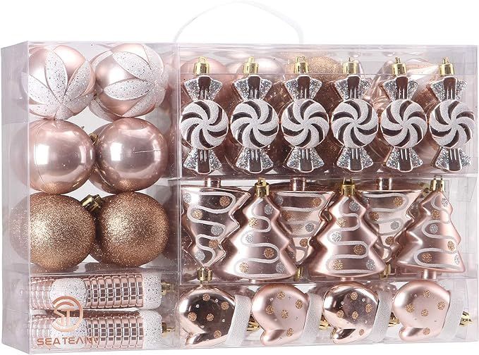 Amazon.com: Sea Team 77-Pack Assorted Shatterproof Christmas Balls Christmas Ornaments Set Decora... | Amazon (US)