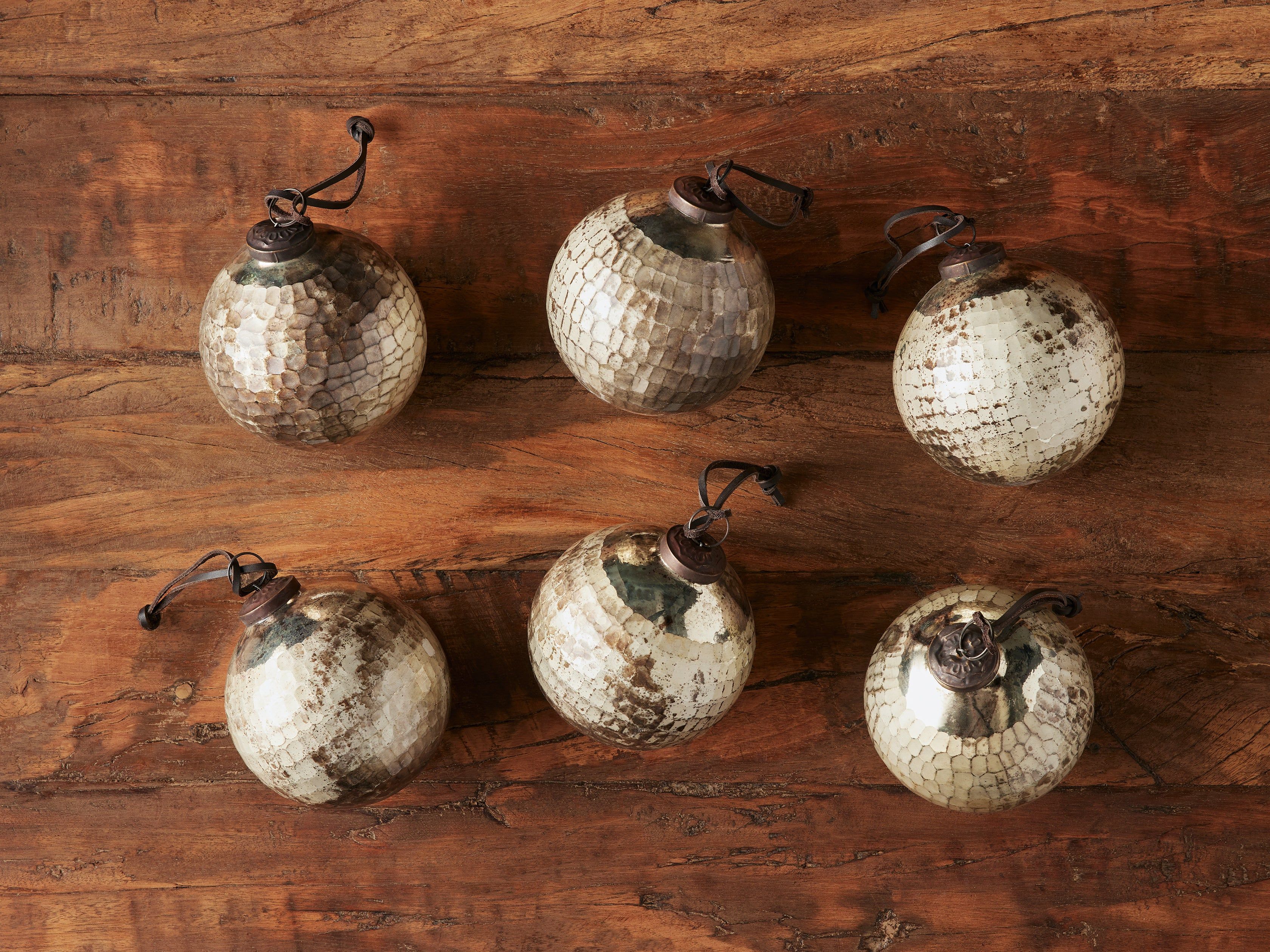 Oxidized Hammered Ornaments (Set of 6) | Arhaus