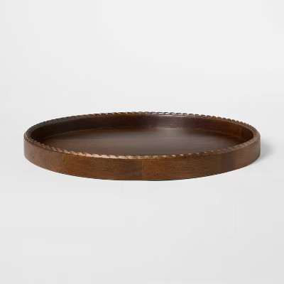 Braided Edge Wood Tray Dark Brown - Threshold™ designed with Studio McGee | Target