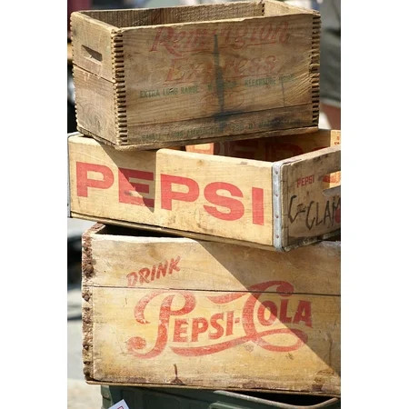 Peel-n-Stick Poster of Pop Marketing Pepsi Soda Wood Crates Vintage Poster 24x16 Adhesive Sticker Po | Walmart (US)