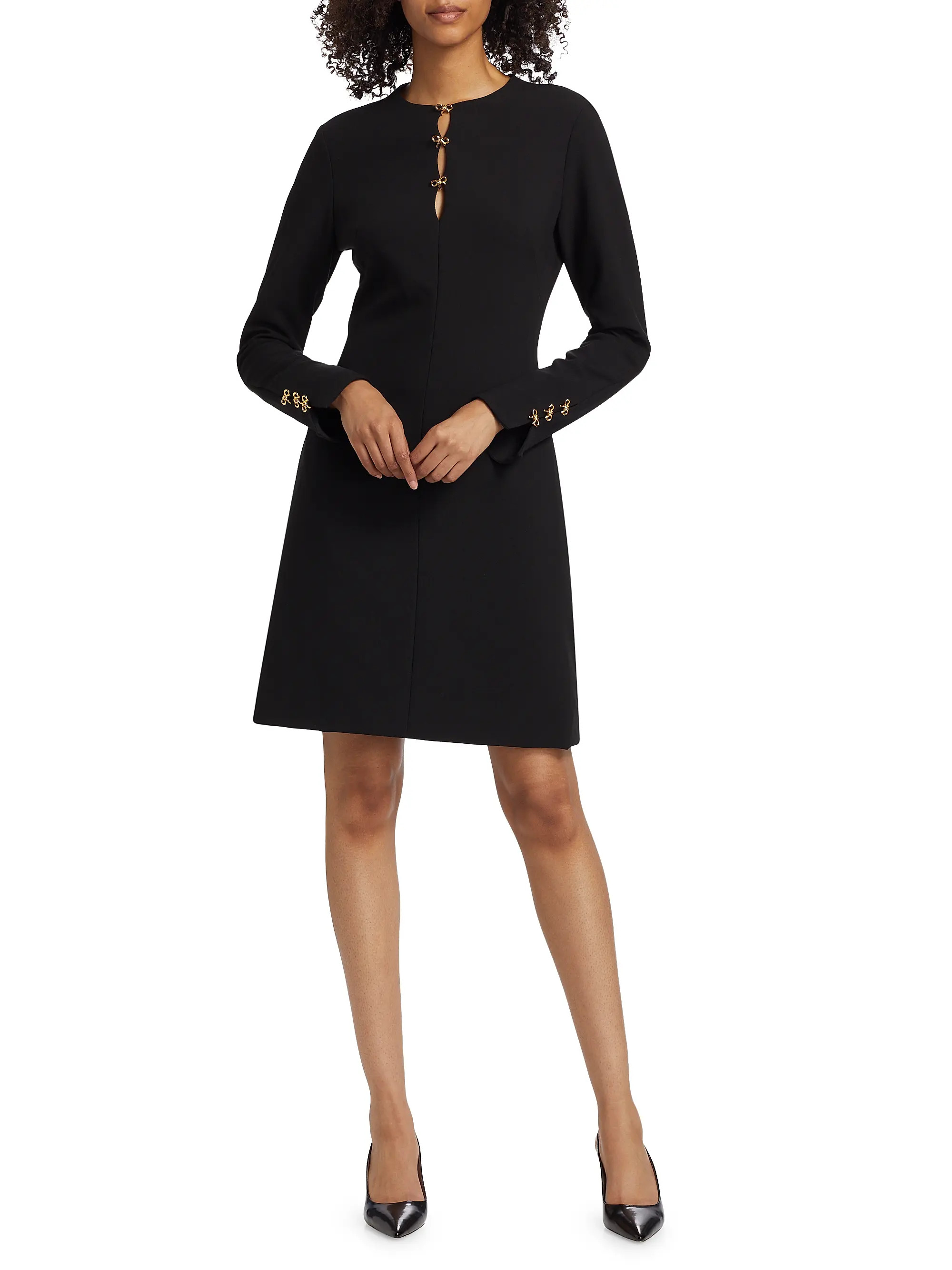 Bow-Accented Long-Sleeve Minidress | Saks Fifth Avenue