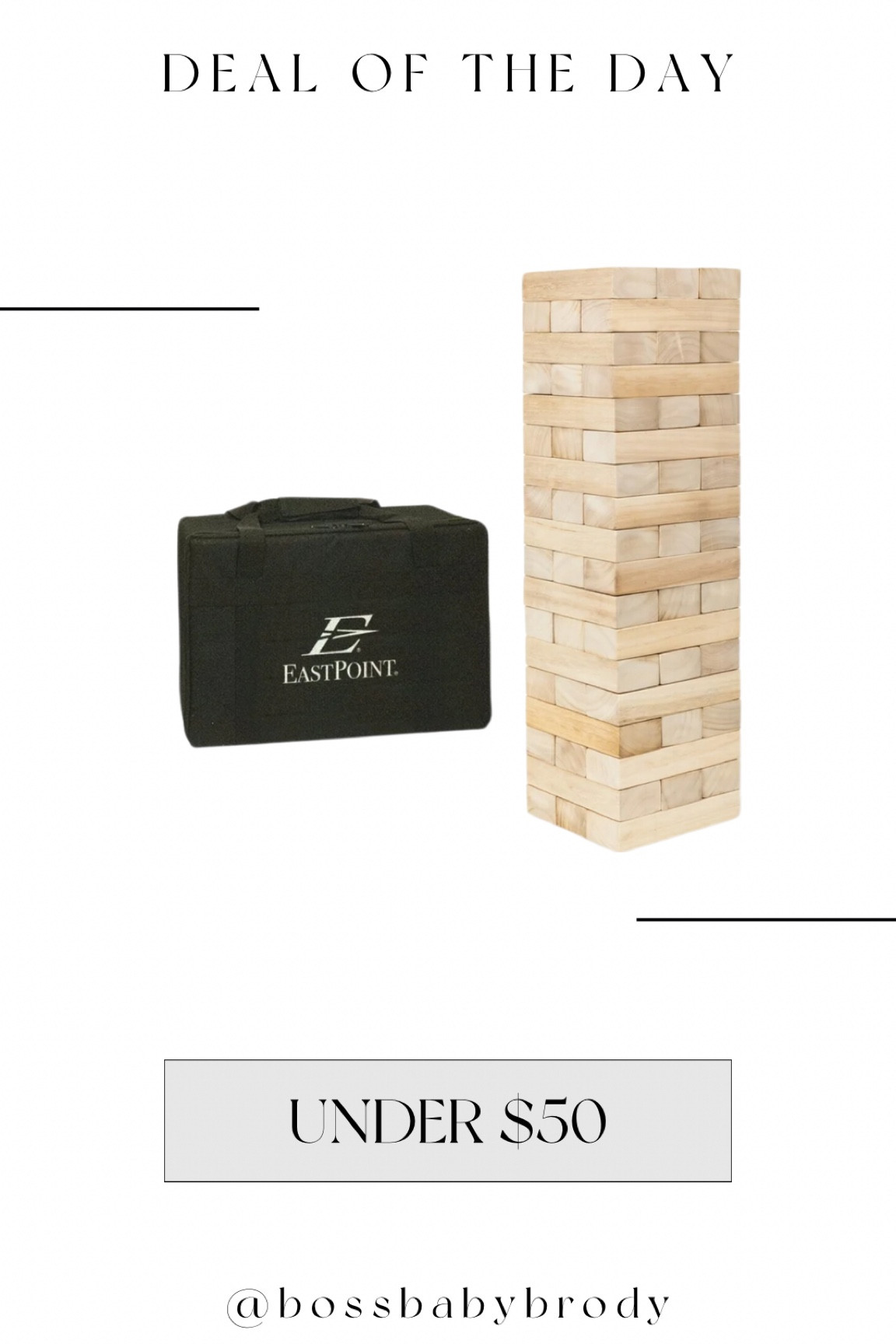 Deal of the day: Giant jenga set for under $50 

#LTKFamily #LTKKids #LTKGiftGuide