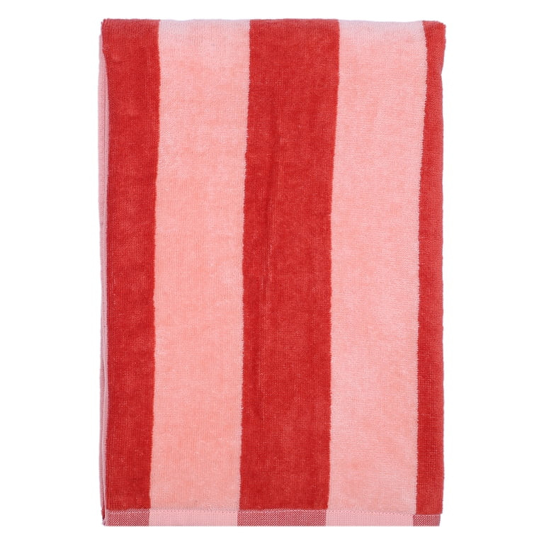 Mainstays Cabana Stripe Cotton Blend Beach Towel, 58" x 28", Pink & Red | Walmart (US)