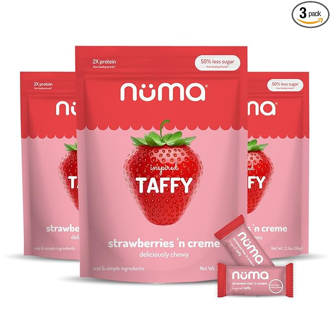 Numa Taffy Candy - Strawberries and Creme Made w Real & Simple Ingredients - Low Sugar, High Prot... | Amazon (US)