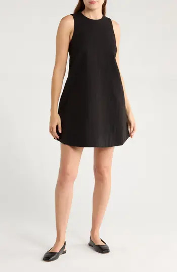 rag & bone Rosalind Sleeveless Cotton & Linen Trapeze Dress in Black at Nordstrom Rack, Size Large | Nordstrom Rack