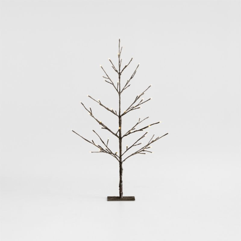Faux Pewter Birch Tree Pre-lit LED 3' | Crate & Barrel