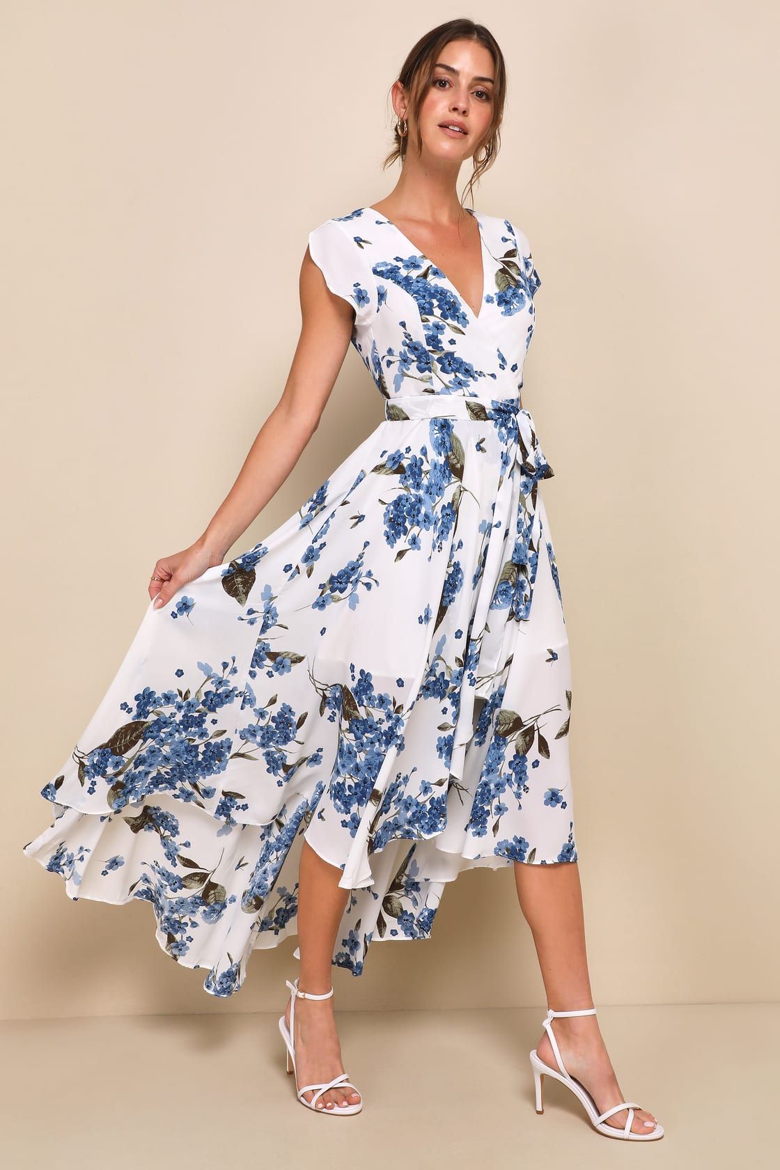 French Countryside White Floral Print High-Low Dress | Lulus