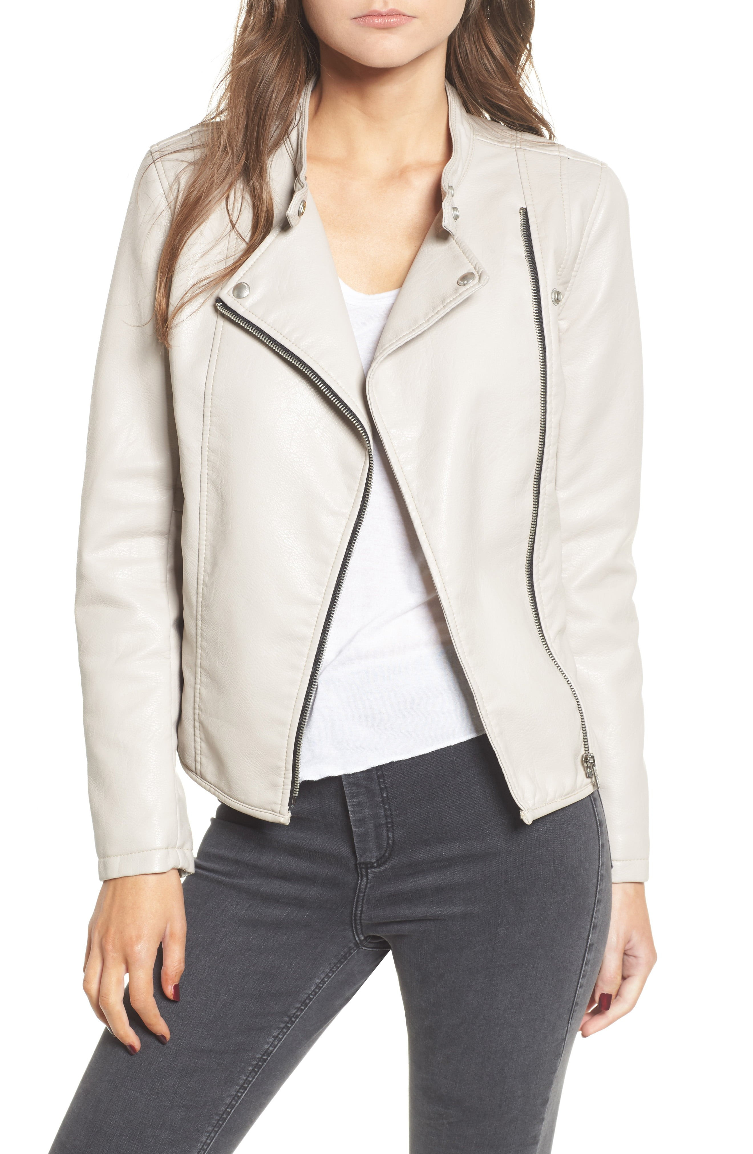 Faux Leather Ruffle Hem Moto Jacket | Nordstrom