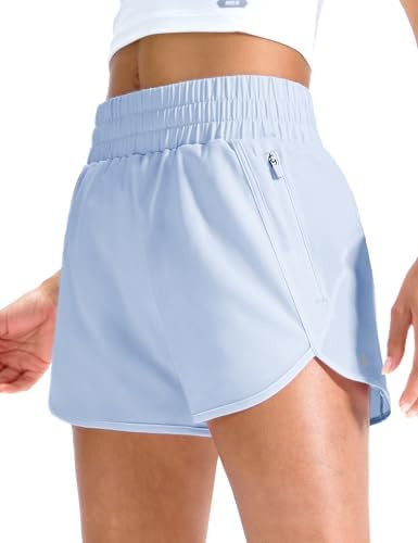MIER Women's Running Shorts with Zipper Pockets, Mid-Waisted Quick Dry Athletic Workout Sport Sho... | Amazon (US)