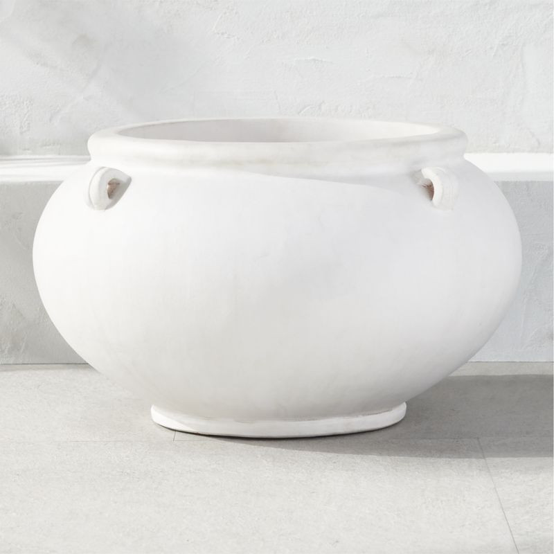 Myla Modern White Clay Outdoor Planter Vase + Reviews | CB2 | CB2