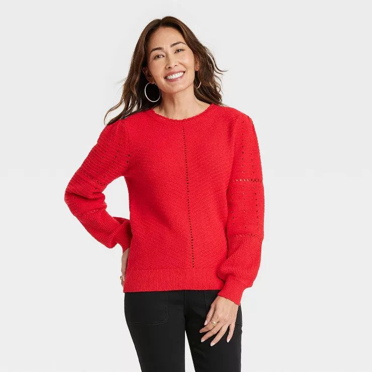 Women's Crewneck Pointelle Sweater - Knox Rose™ | Target