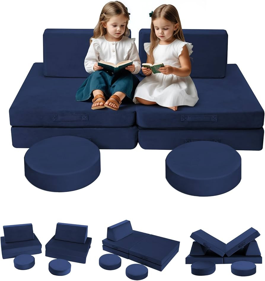 MeMoreCool Kids Couch Sofa Modular Toddler Couch for Playroom, 8-Piece Fold Out Baby Couch Play S... | Amazon (US)