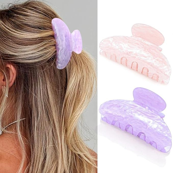 CAKURE Acrylic Hair Clips Pink Cute Claw Clips Medium Claw Hair Clip Hair Accessories for Women (... | Amazon (US)