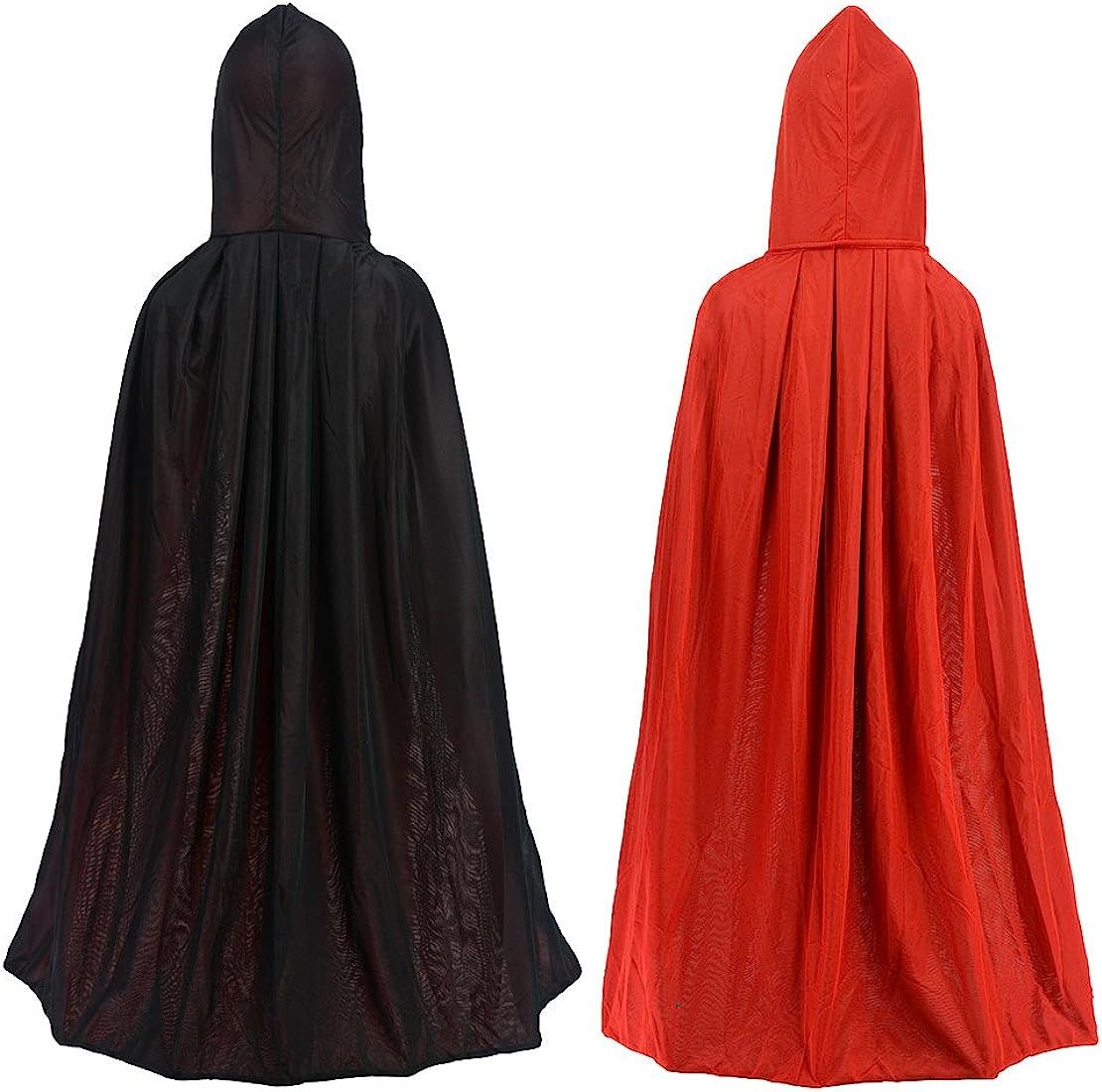 Gardeningwill Double Face Red Black Hooded Cloak Goth Vampire Priate Cape | Amazon (US)