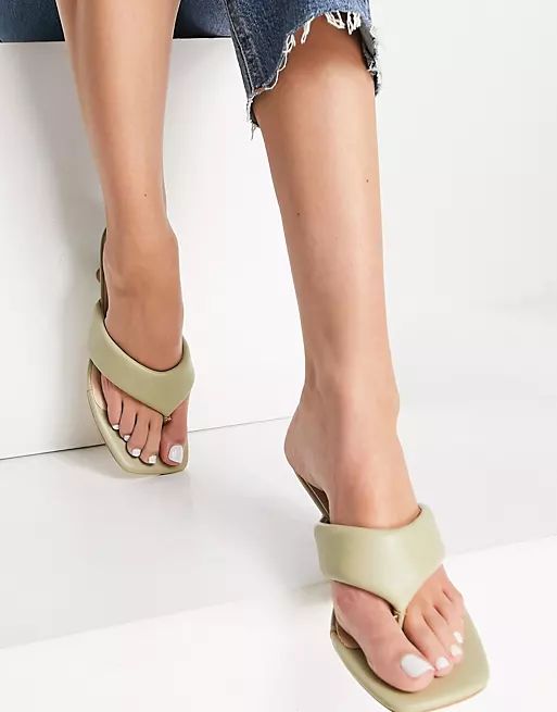 Z_Code_Z Exclusive Wide Fit Stella vegan heeled mules with toe post in lime | ASOS | ASOS (Global)